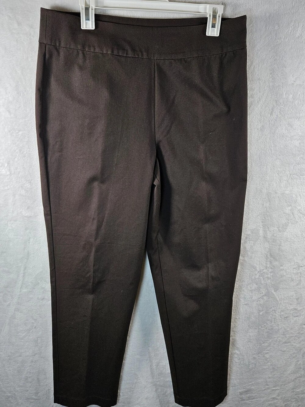 Chico's Slim Leg Trouser Pants Dark Brown Cotton Blend Pull-On Women's Size 14